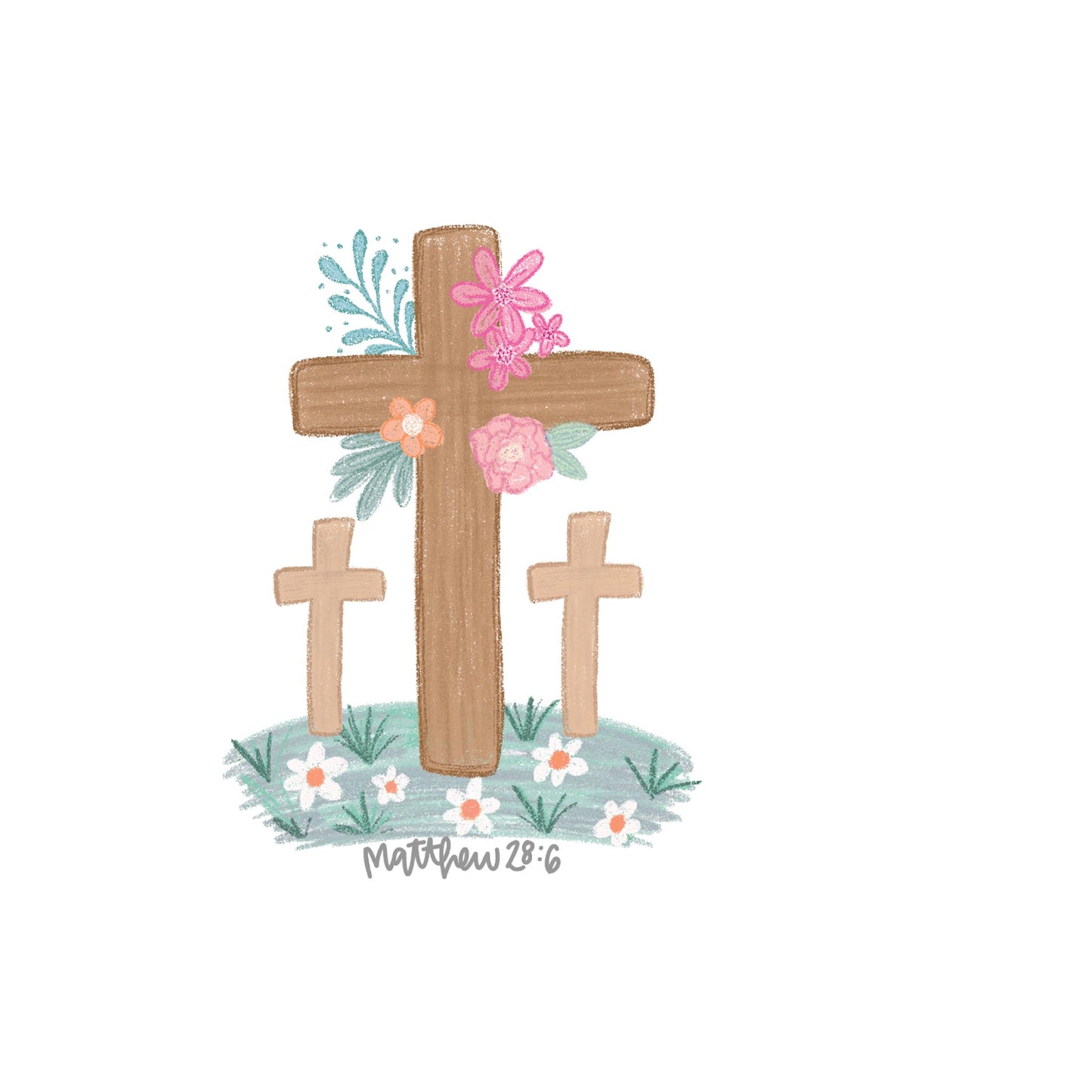 Vinyl Magnet-Floral Cross Matthew 28:6