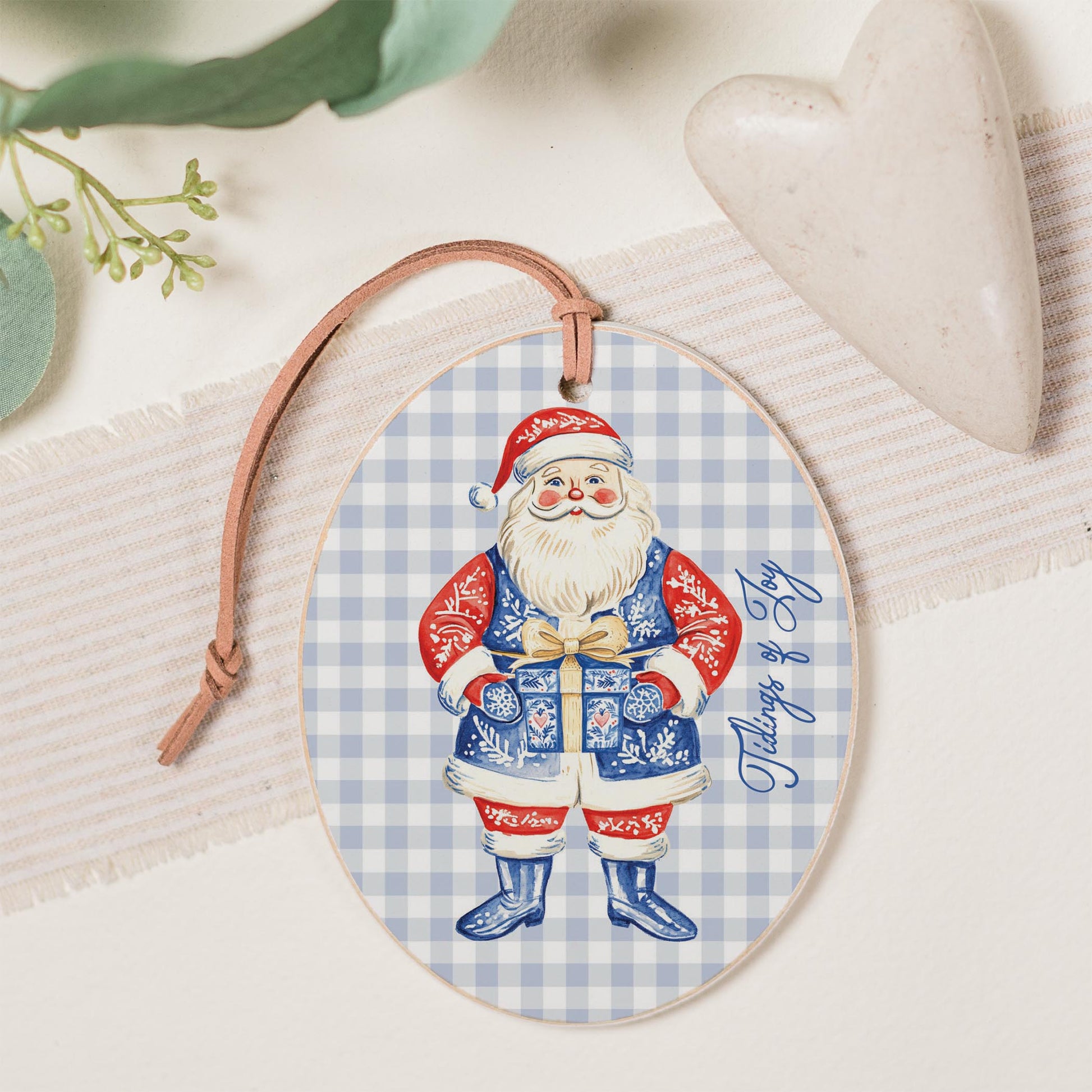 Oval Ornament-Blue Noel - A Grand Millennial Christmas -1