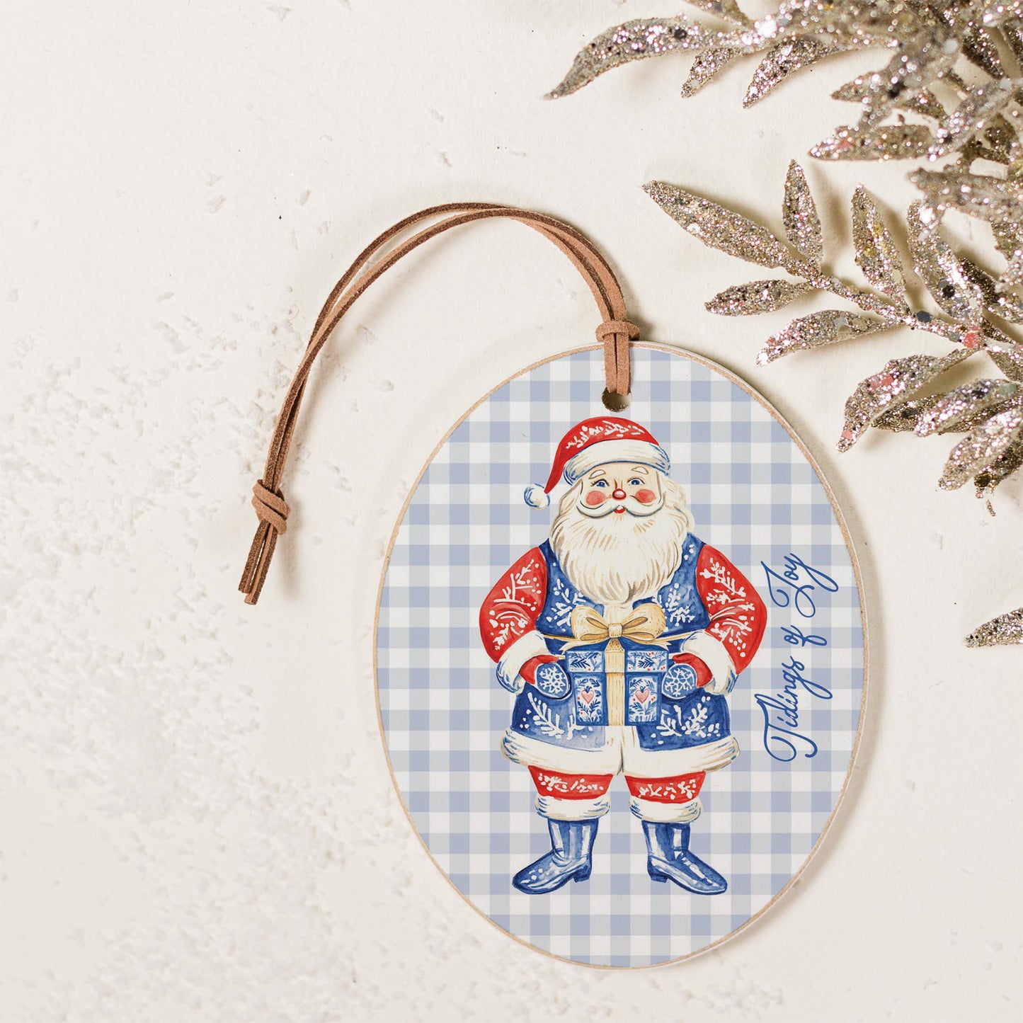 Oval Ornament-Blue Noel - A Grand Millennial Christmas -2