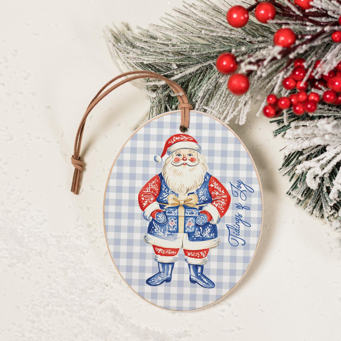 Oval Ornament-Blue Noel - A Grand Millennial Christmas -3