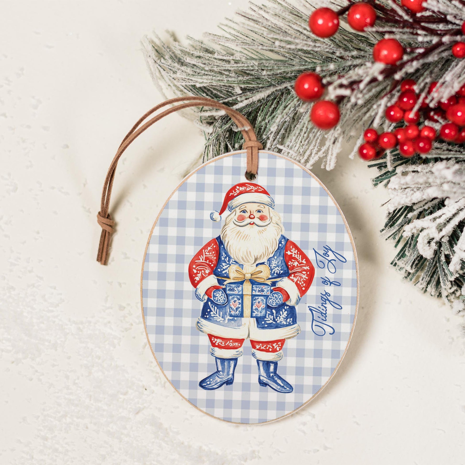 Oval Ornament-Blue Noel - A Grand Millennial Christmas -3