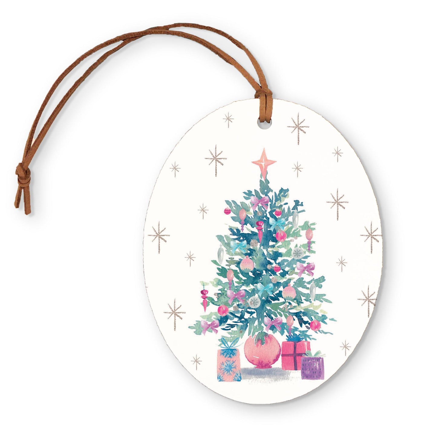 Oval Ornament-Watercolor Sugar Plum Christmas Tree -0