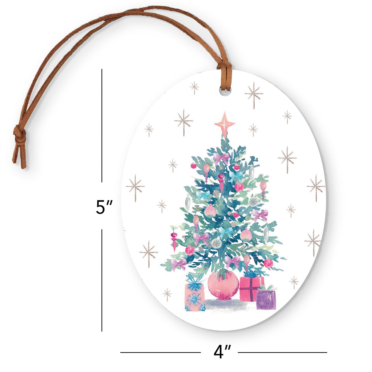 Oval Ornament-Watercolor Sugar Plum Christmas Tree -5