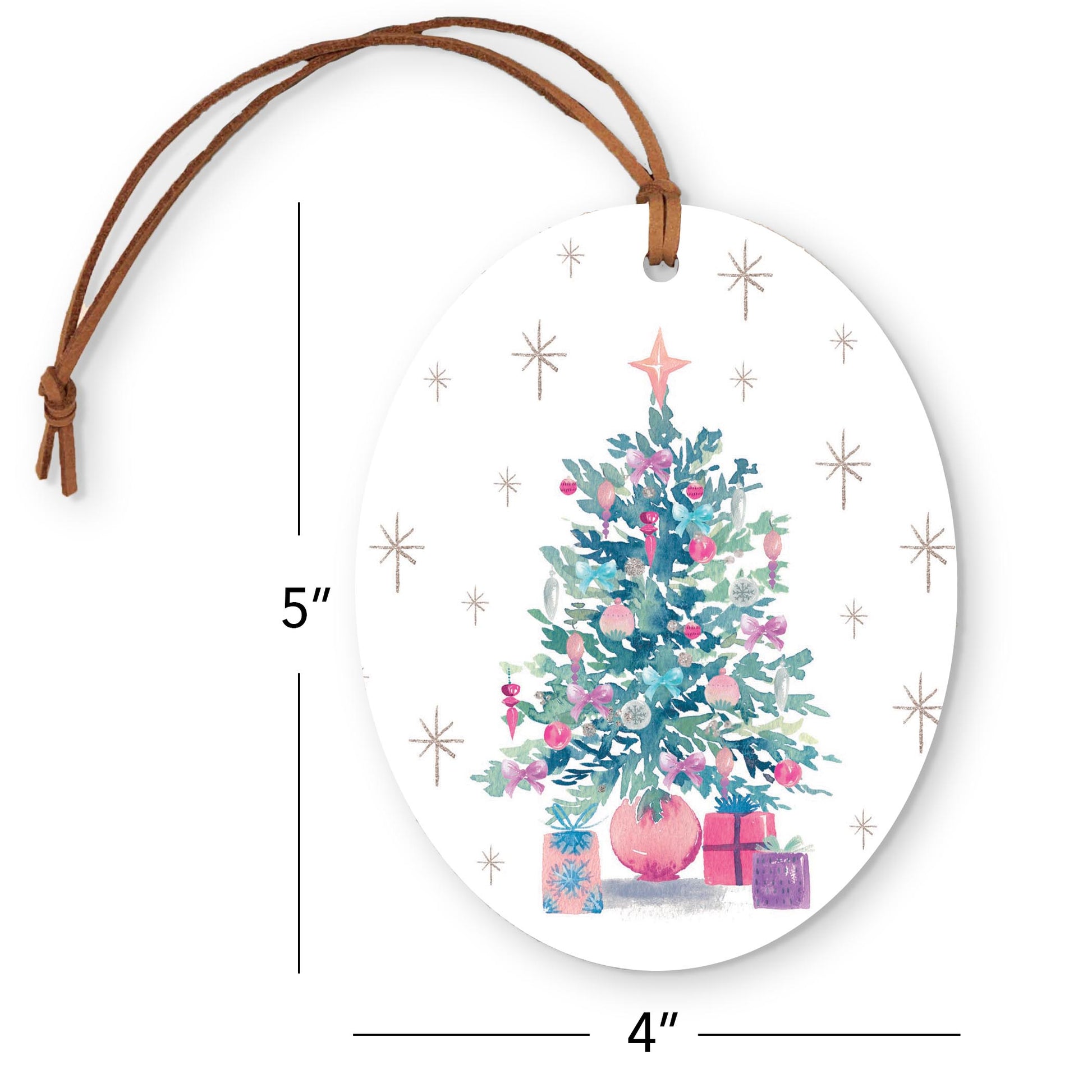 Oval Ornament-Watercolor Sugar Plum Christmas Tree -5