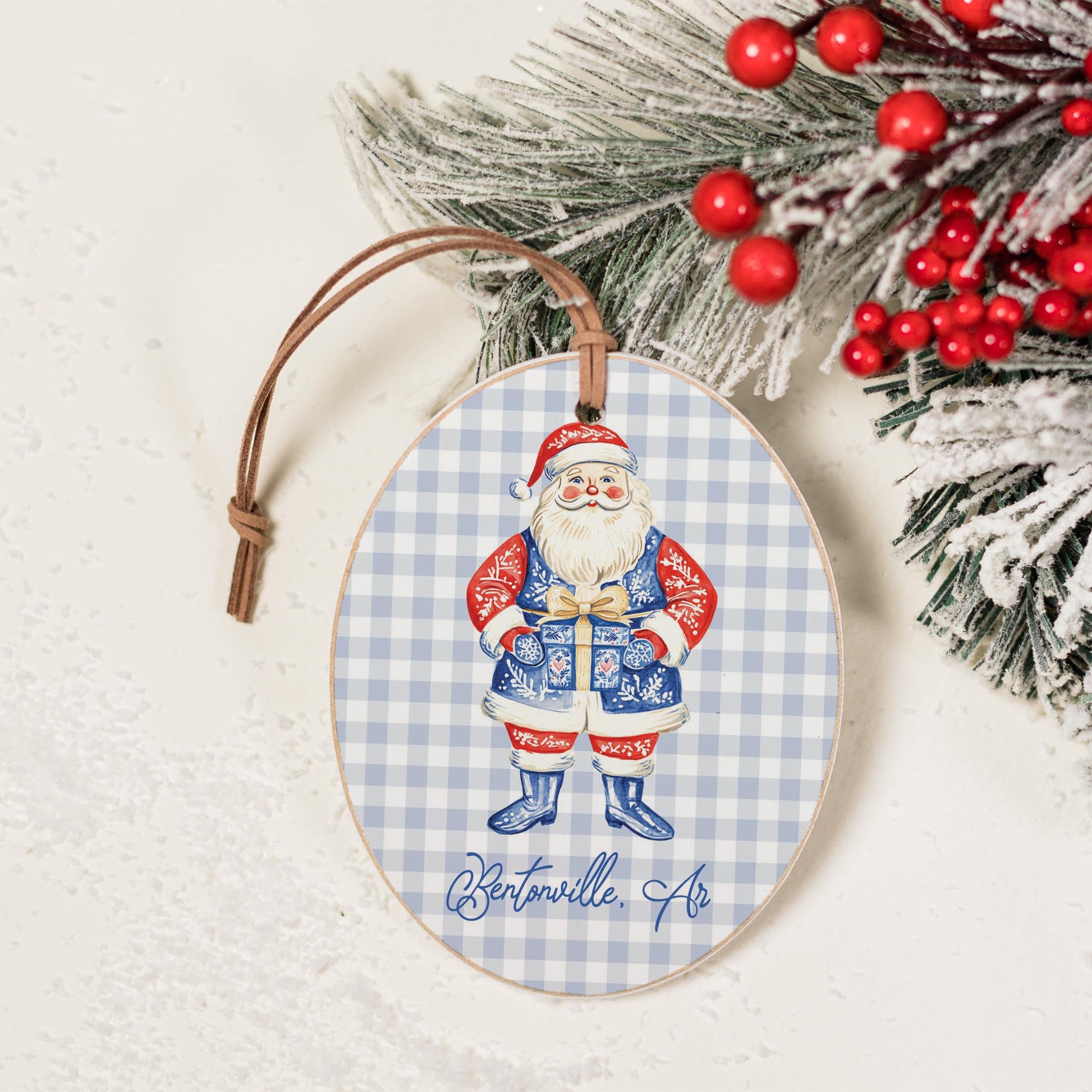 Oval Ornament-Love+Local Blue Noel - A Grand Millennial Christmas -1
