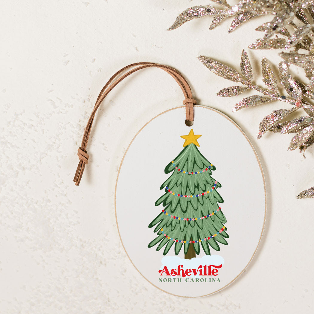 Oval Wooden Ornament - Gumdrop Christmas Tree Love+Local