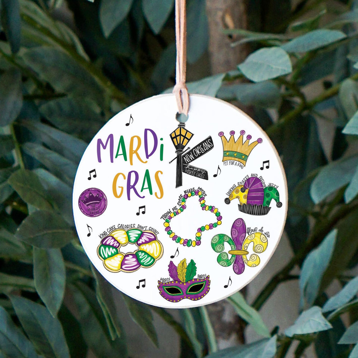 4" Round Ornament-Mardi Gras Icons