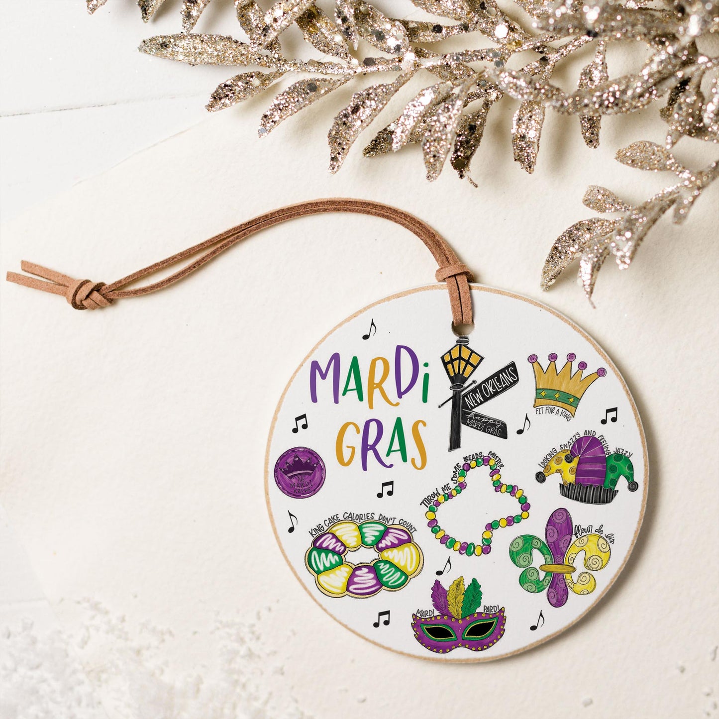 4" Round Ornament-Mardi Gras Icons