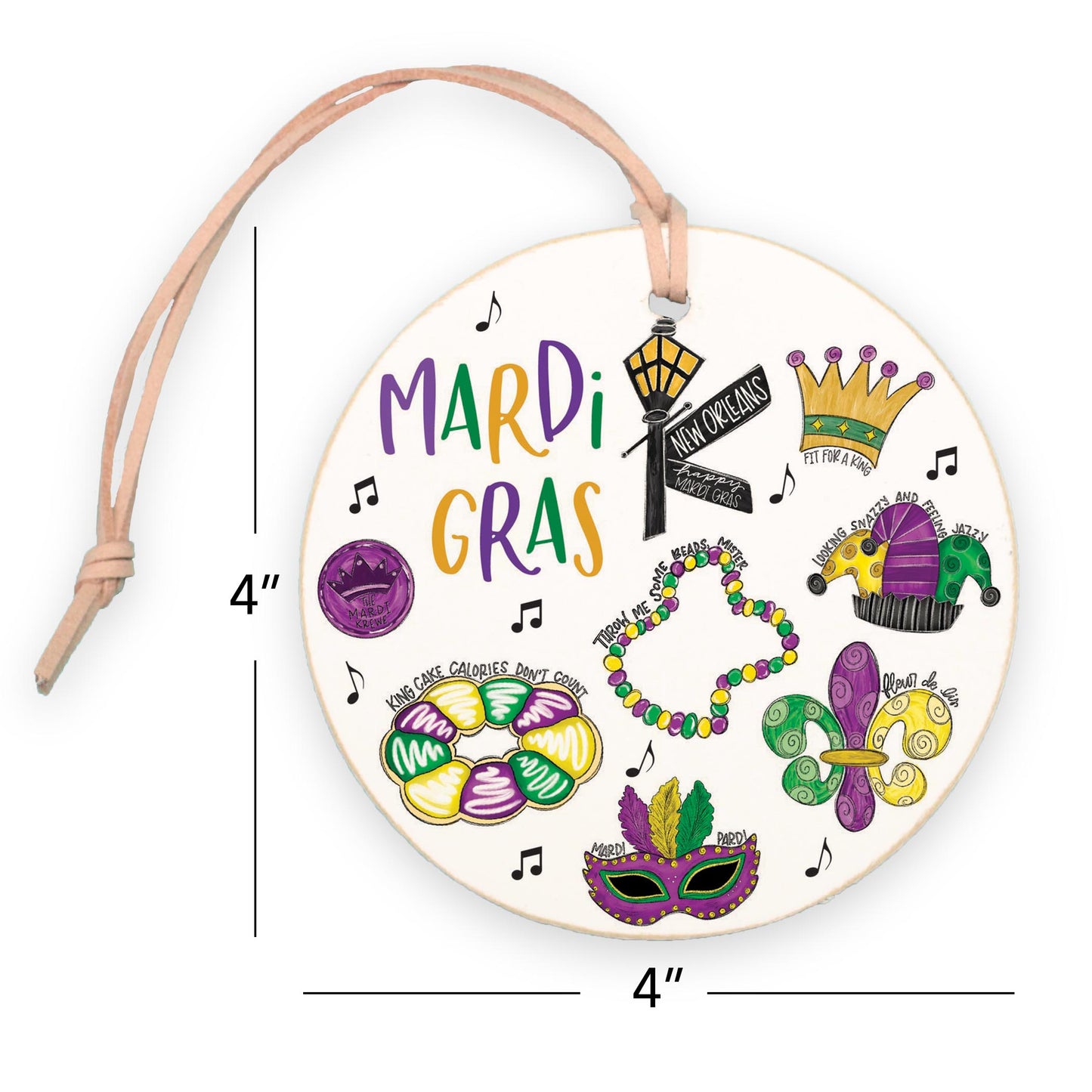 4" Round Ornament-Mardi Gras Icons