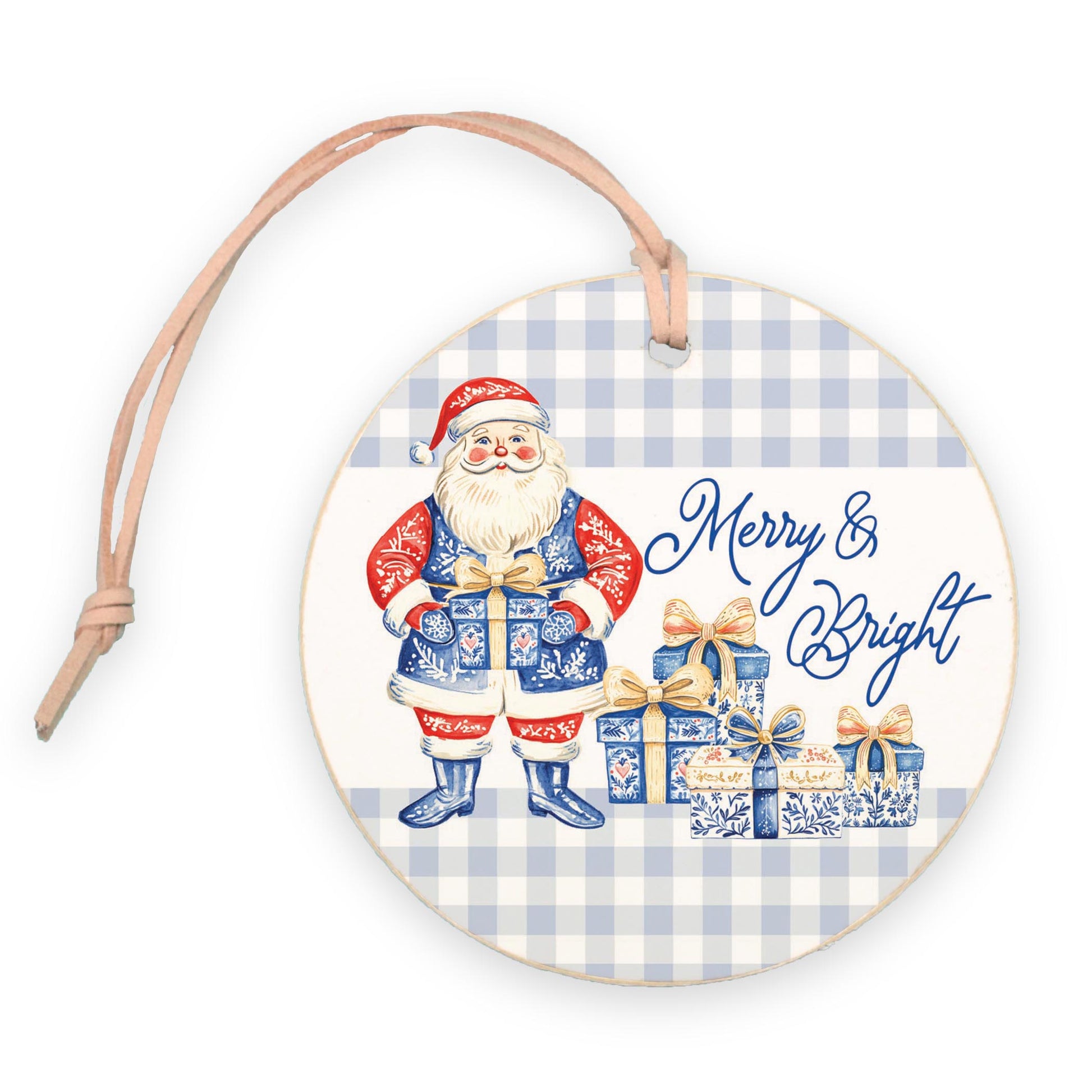 4" Round Ornament-Blue Noel - A Grand Millennial Christmas -0