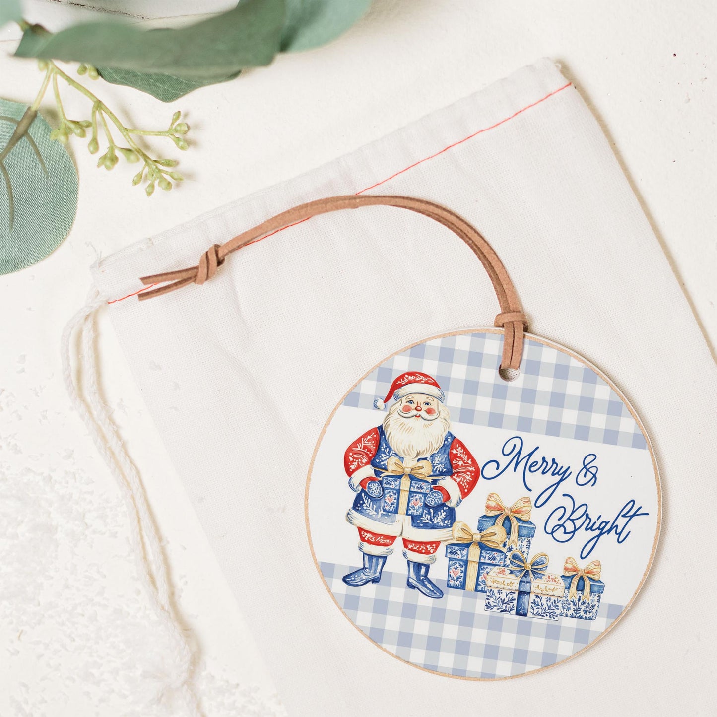 4" Round Ornament-Blue Noel - A Grand Millennial Christmas -1