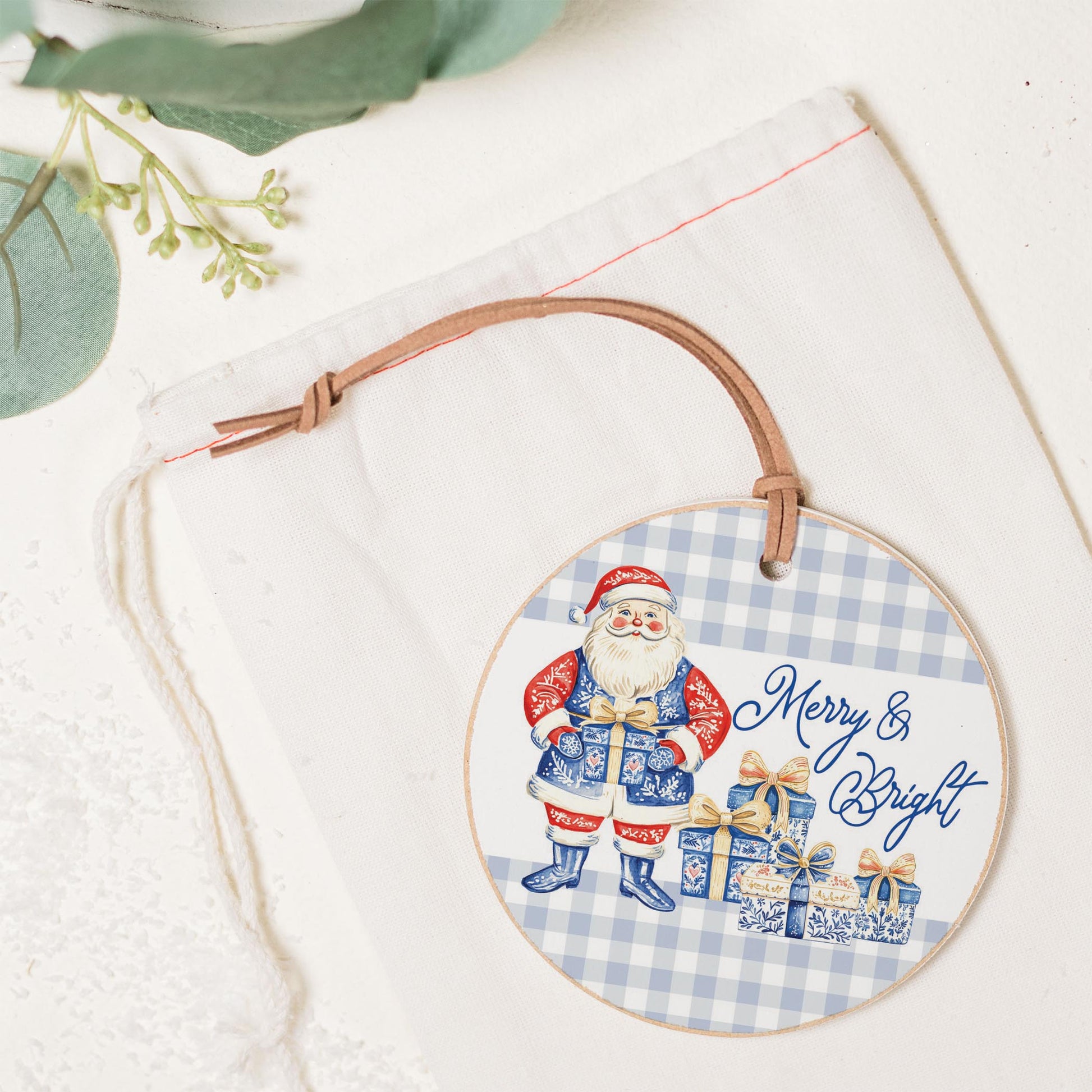 4" Round Ornament-Blue Noel - A Grand Millennial Christmas -1