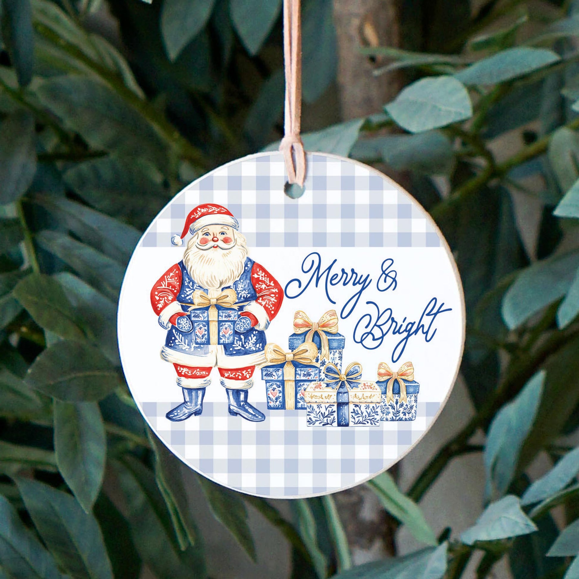 4" Round Ornament-Blue Noel - A Grand Millennial Christmas -2