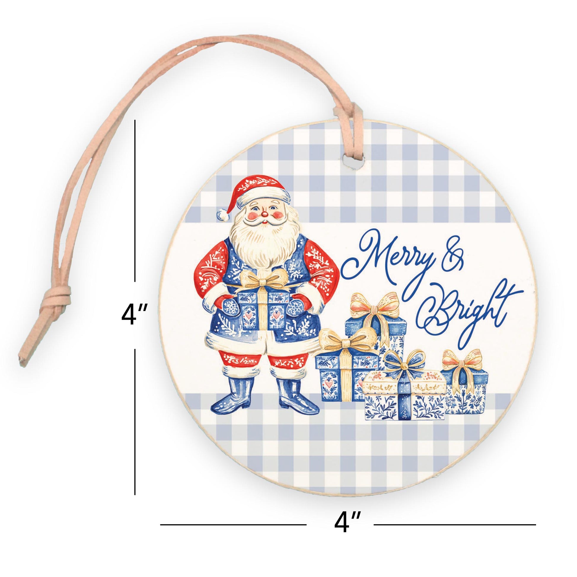 4" Round Ornament-Blue Noel - A Grand Millennial Christmas -7