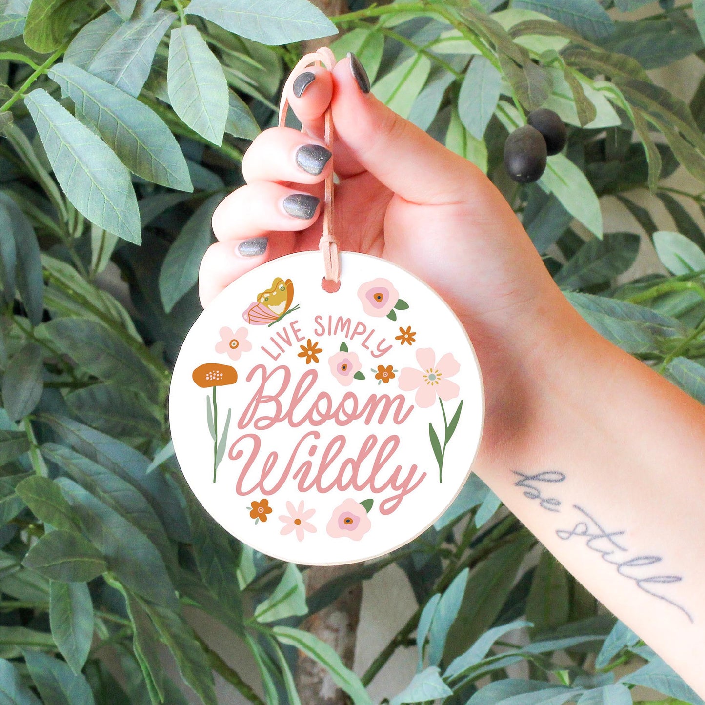 4" Round Ornament-Spring Live Simply Bloom Wildly