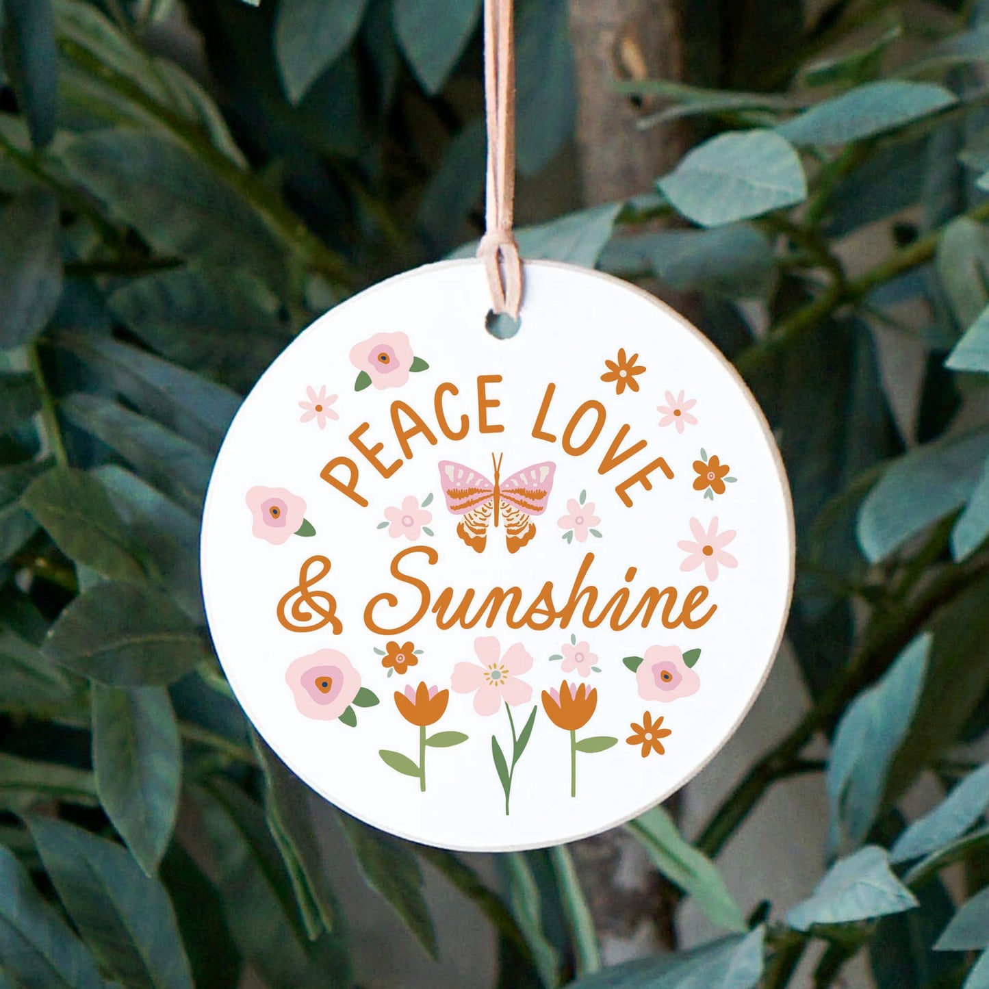 4" Round Ornament-Spring Peace Love & Sunshine