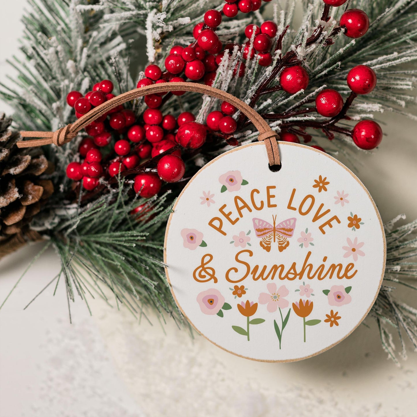 4" Round Ornament-Spring Peace Love & Sunshine