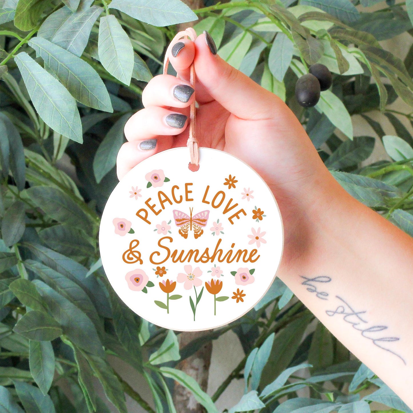 4" Round Ornament-Spring Peace Love & Sunshine