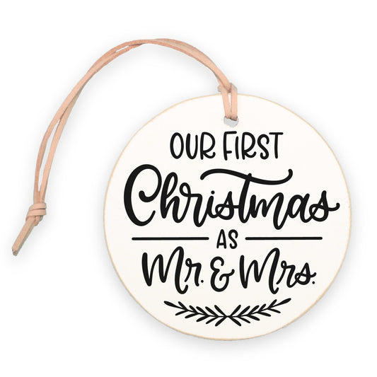 4" Round Ornament-Our First Christmas Mr & Mrs