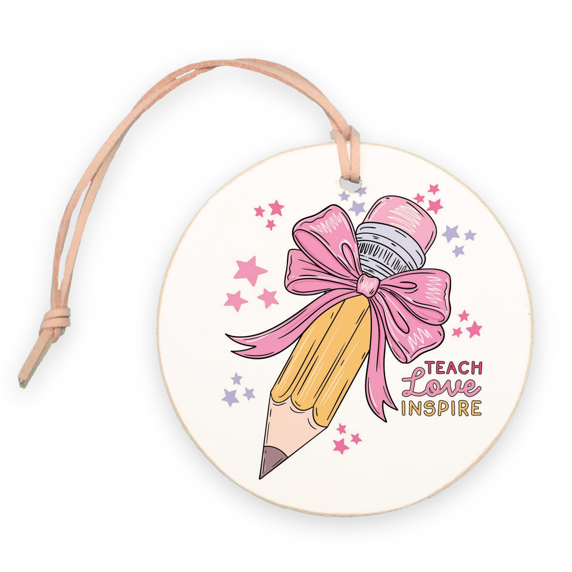 4" Round Ornament-Classroom Coquette Teach Love Inspire -0