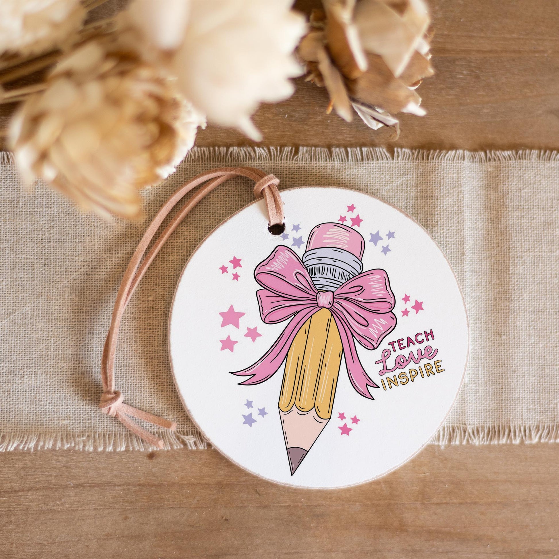 4" Round Ornament-Classroom Coquette Teach Love Inspire -3