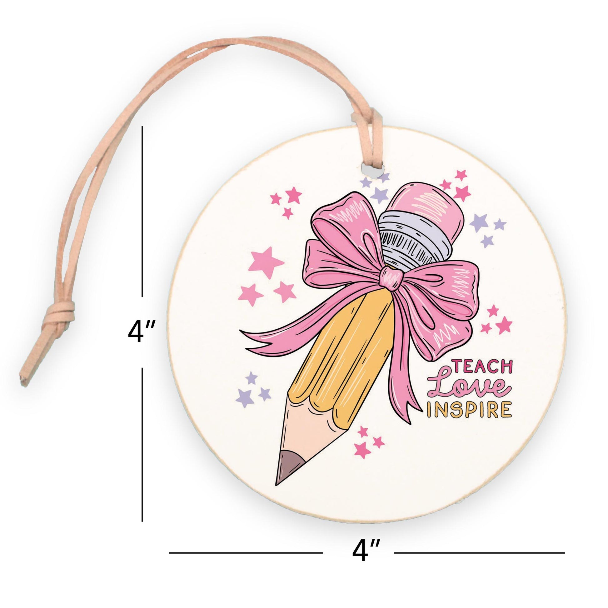 4" Round Ornament-Classroom Coquette Teach Love Inspire -7