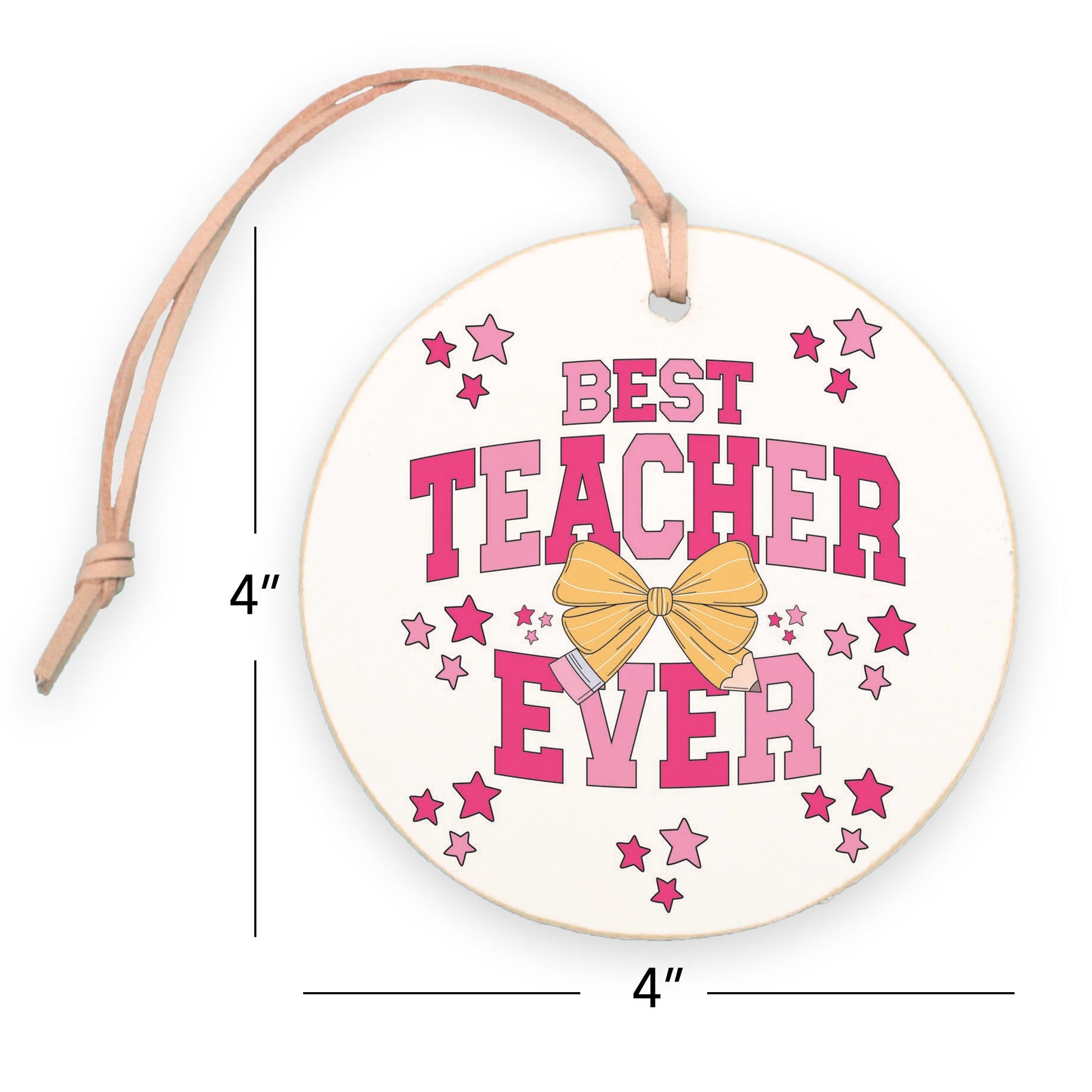 4" Round Ornament-Classroom Coquette Best Teacher Ever -7