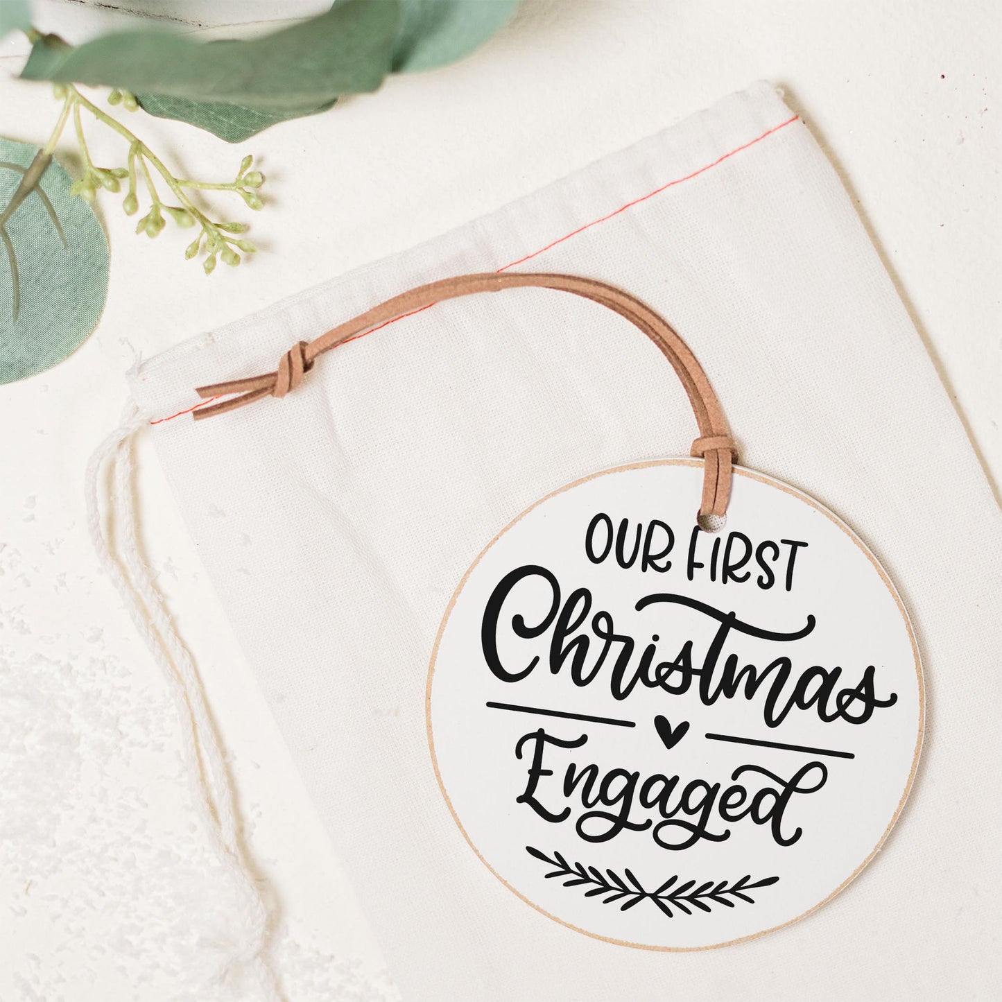 4" Round Ornament-Our First Christmas Engaged