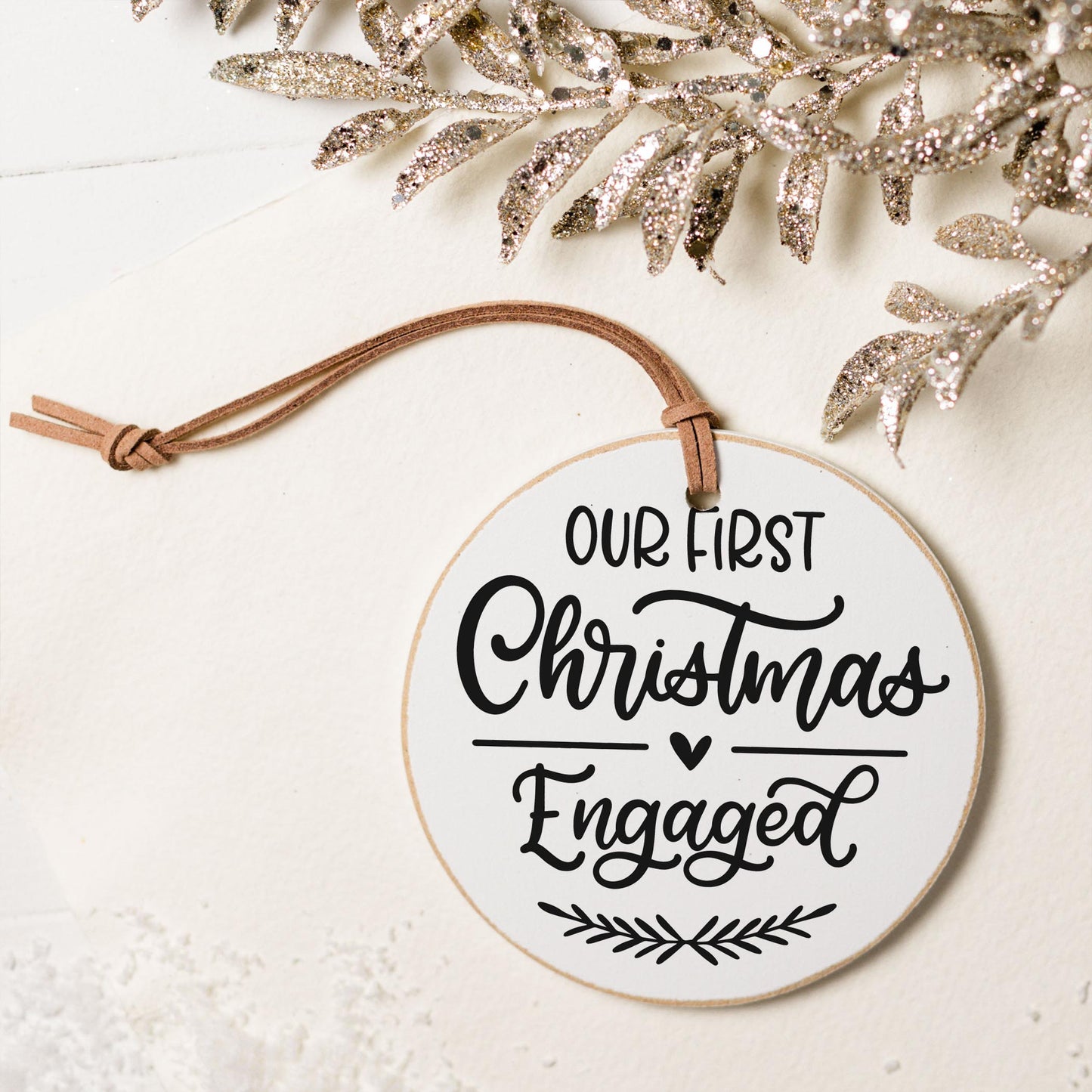 4" Round Ornament-Our First Christmas Engaged