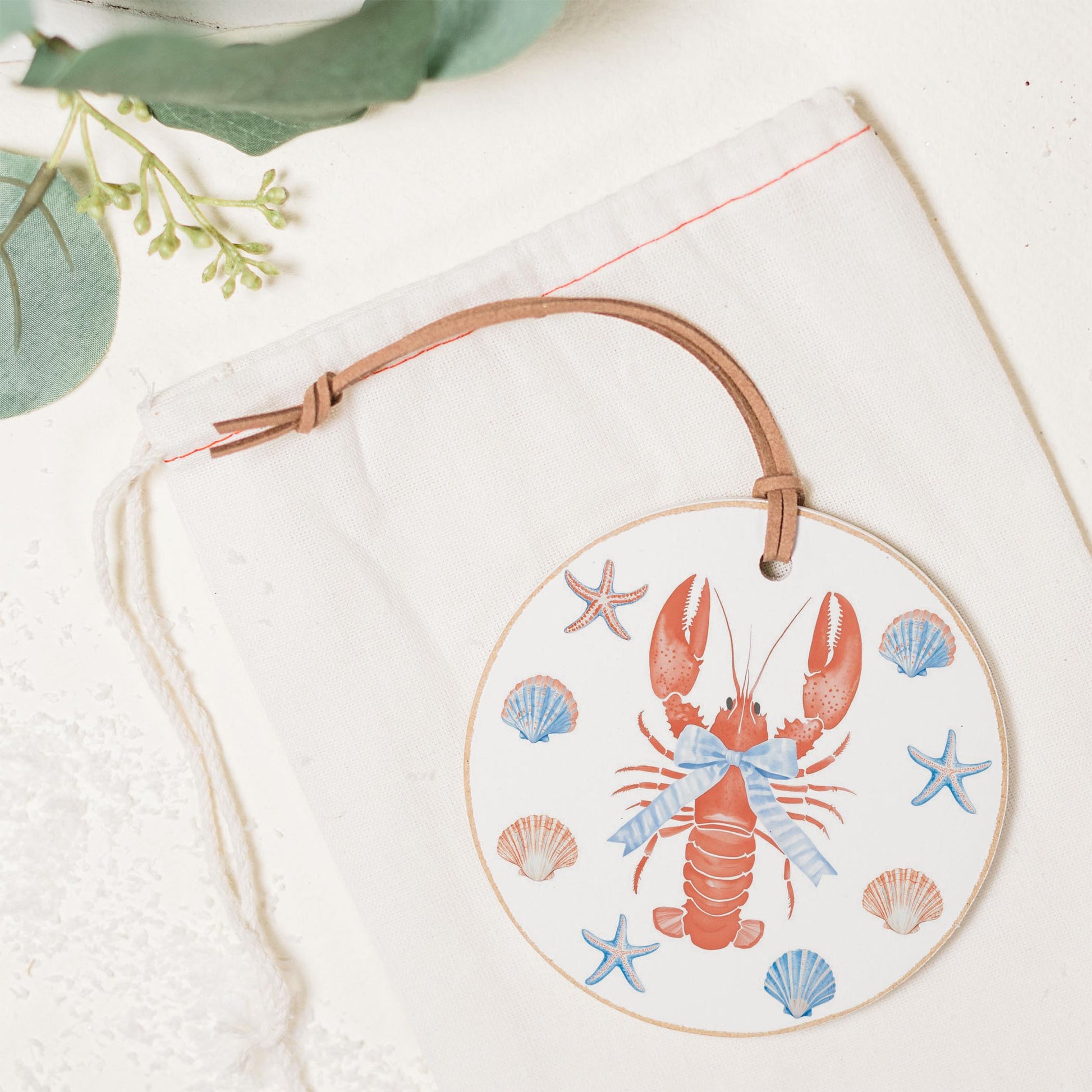 4" Round Ornament-New England Tides Lobster -1