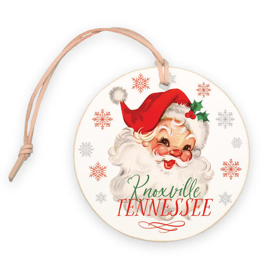 4" Round Ornament-Classic Santa City & State