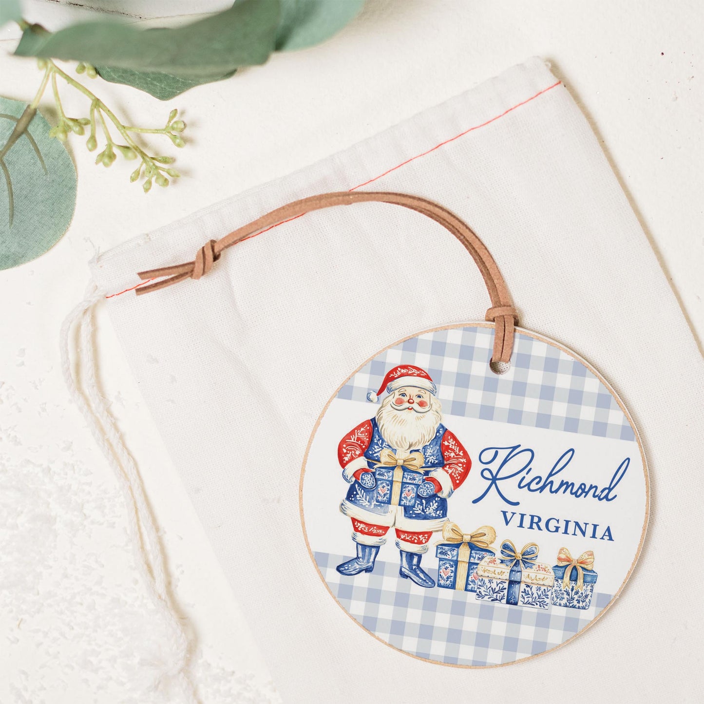 4" Round Ornament-Love+Local Blue Noel - A Grand Millennial Christmas -1