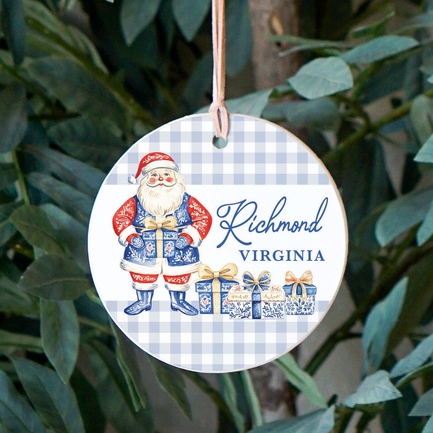 4" Round Ornament-Love+Local Blue Noel - A Grand Millennial Christmas -2