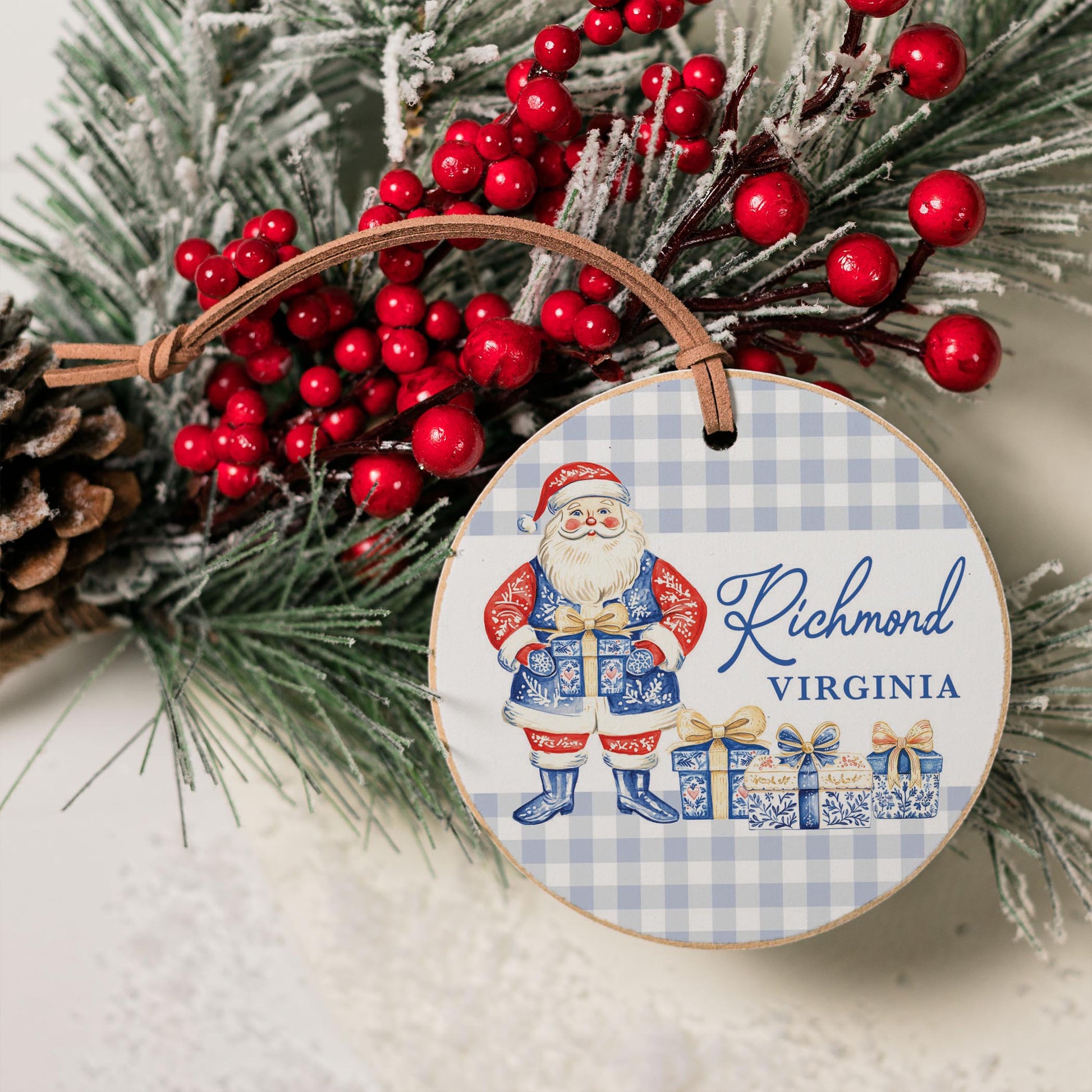 4" Round Ornament-Love+Local Blue Noel - A Grand Millennial Christmas -3