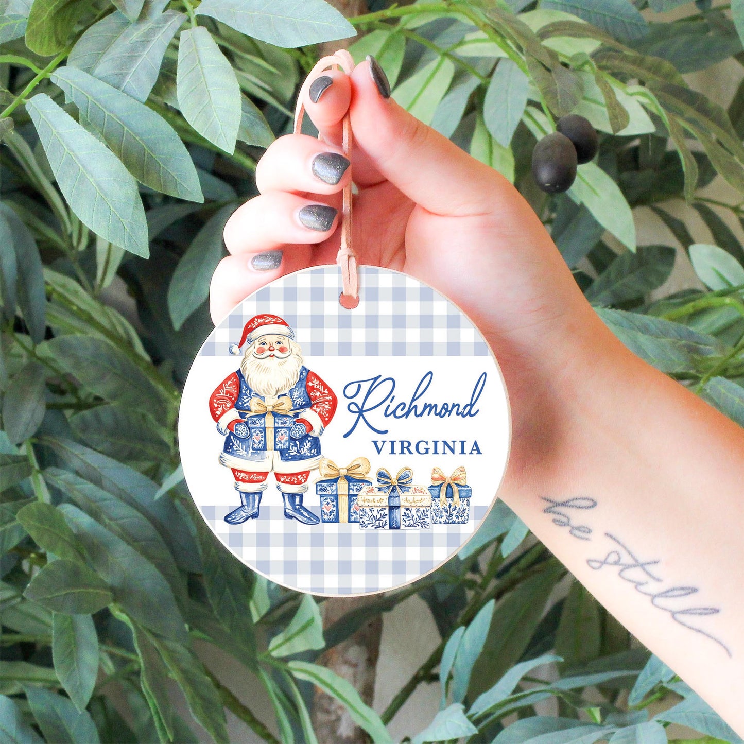 4" Round Ornament-Love+Local Blue Noel - A Grand Millennial Christmas -4