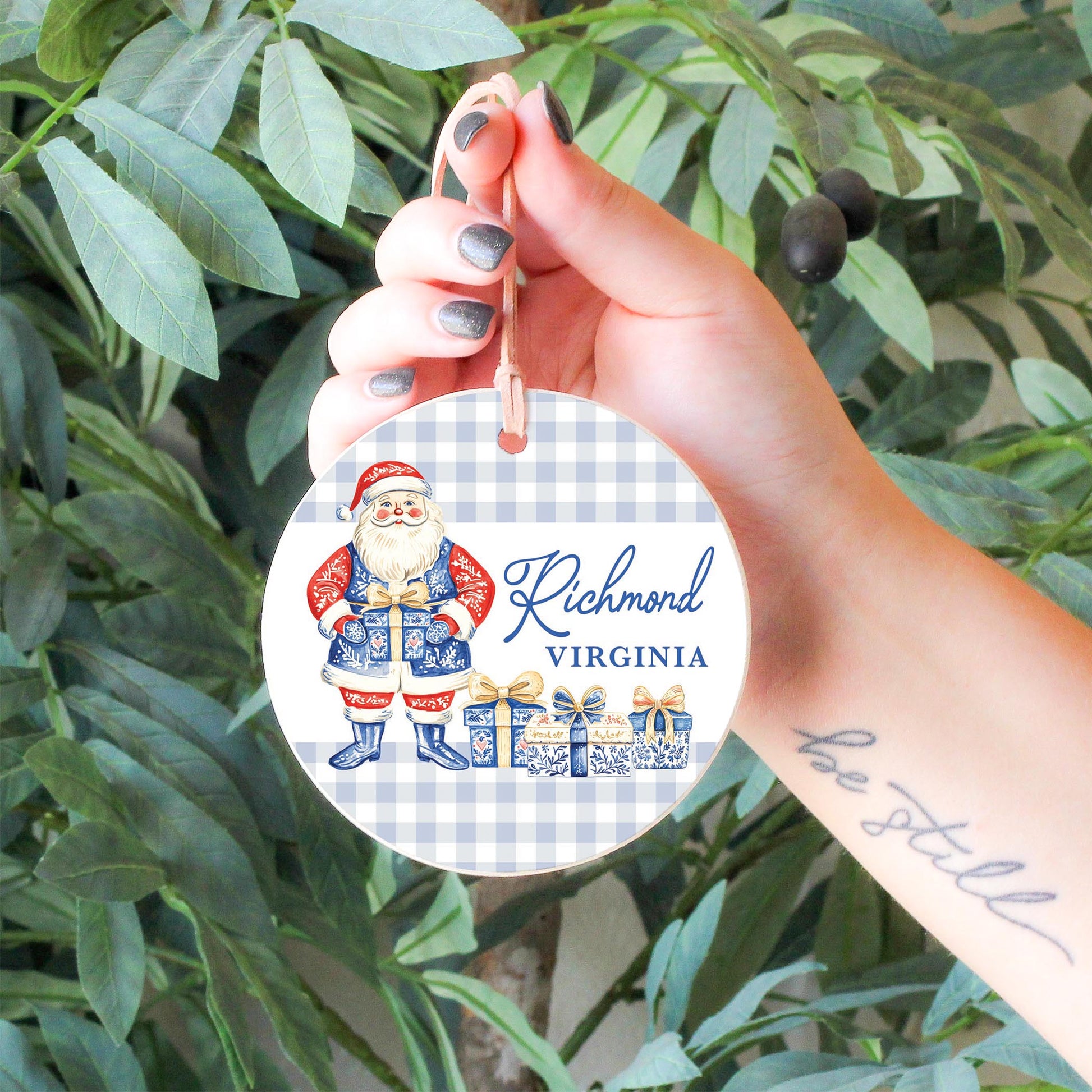 4" Round Ornament-Love+Local Blue Noel - A Grand Millennial Christmas -4