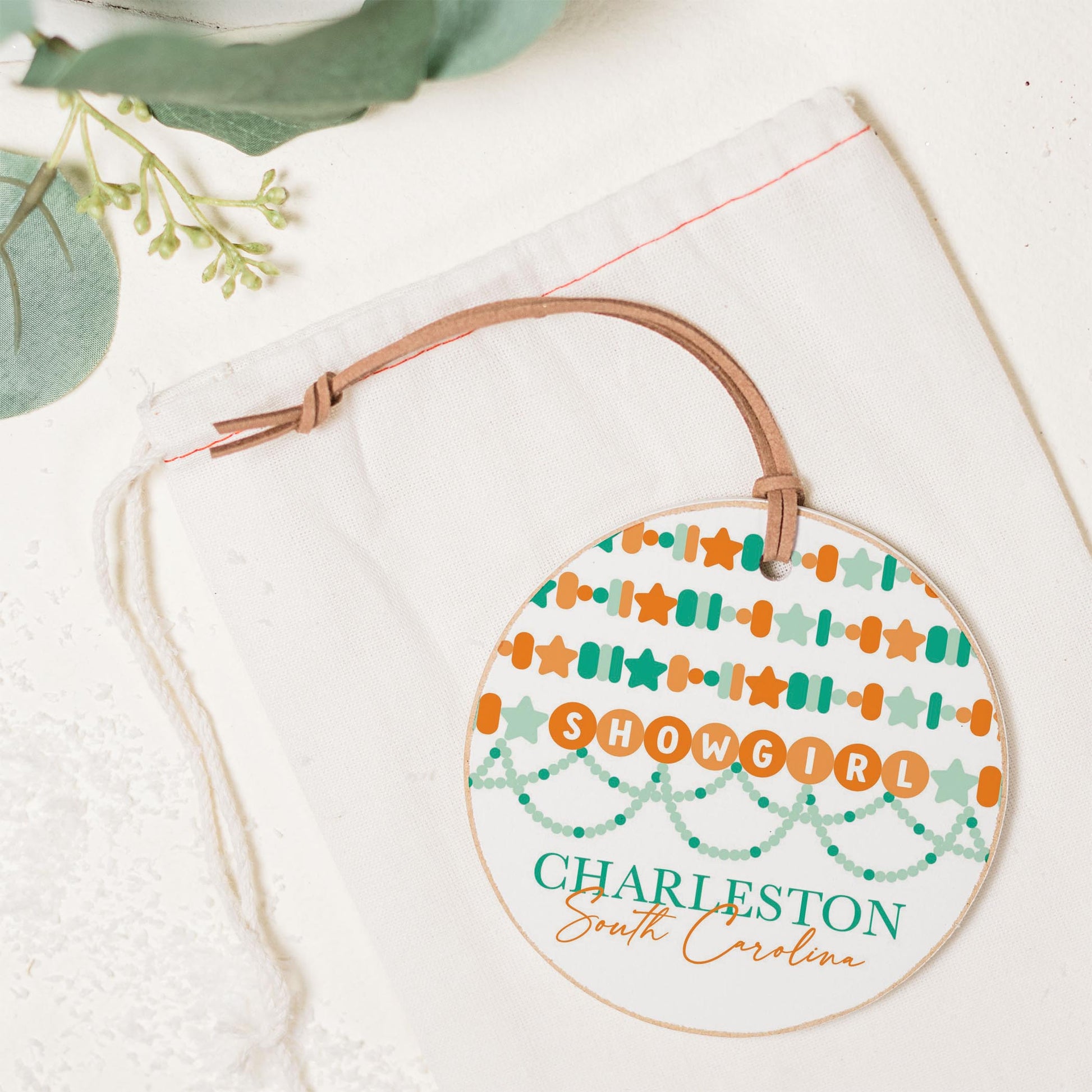 4" Round Ornament-Love+Local Showgirl -1