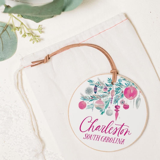 4" Round Ornament-Watercolor Sugar Plum Branch -1