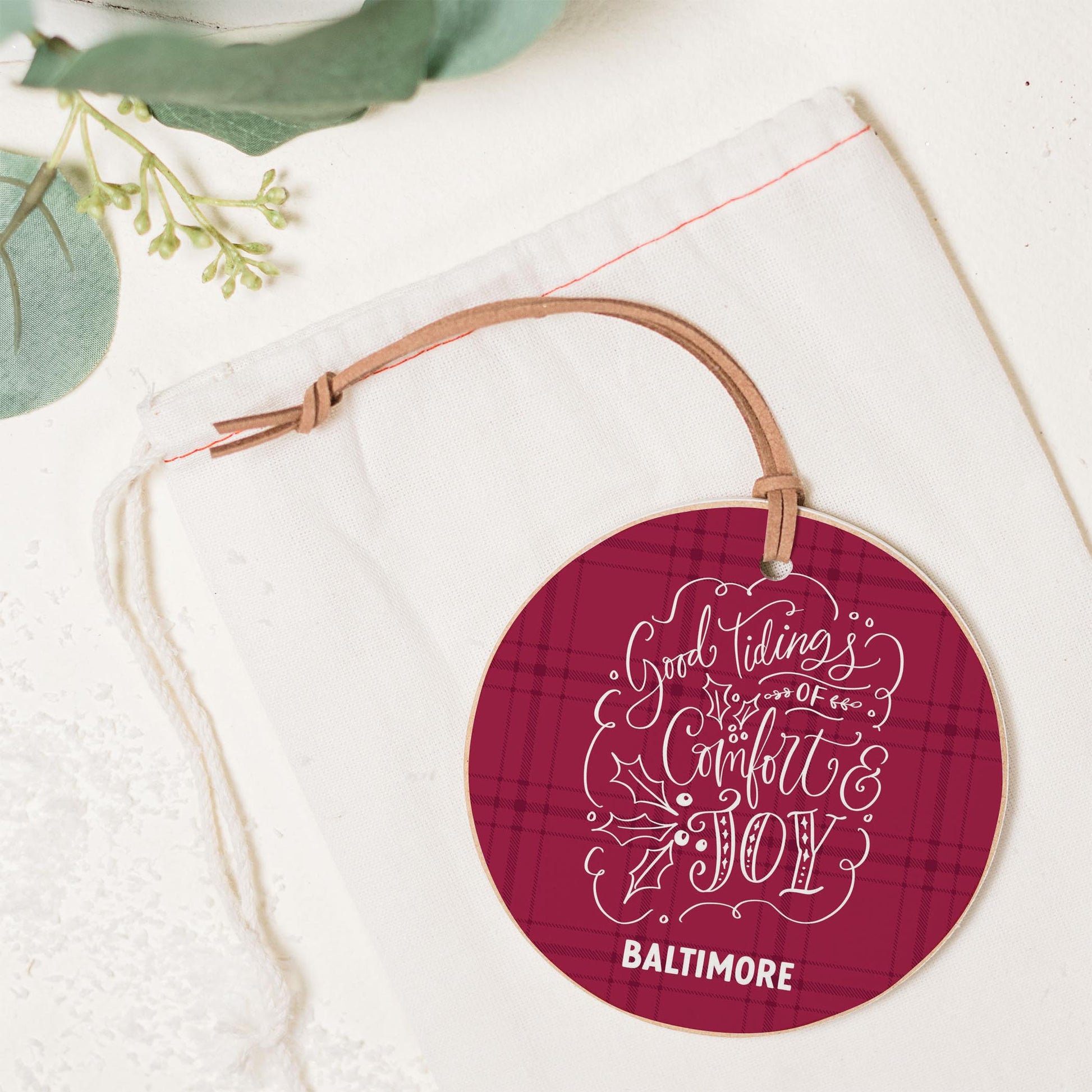 4" Round Ornament-Love + Local Winterberry -1