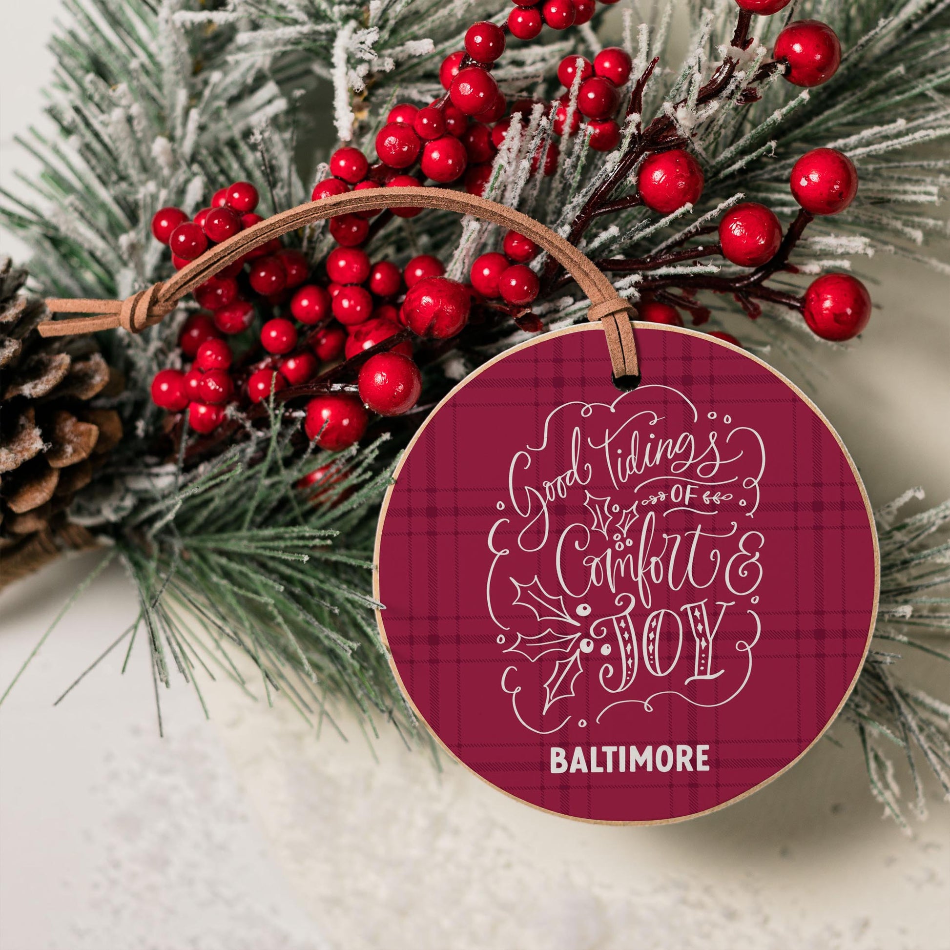 4" Round Ornament-Love + Local Winterberry -3