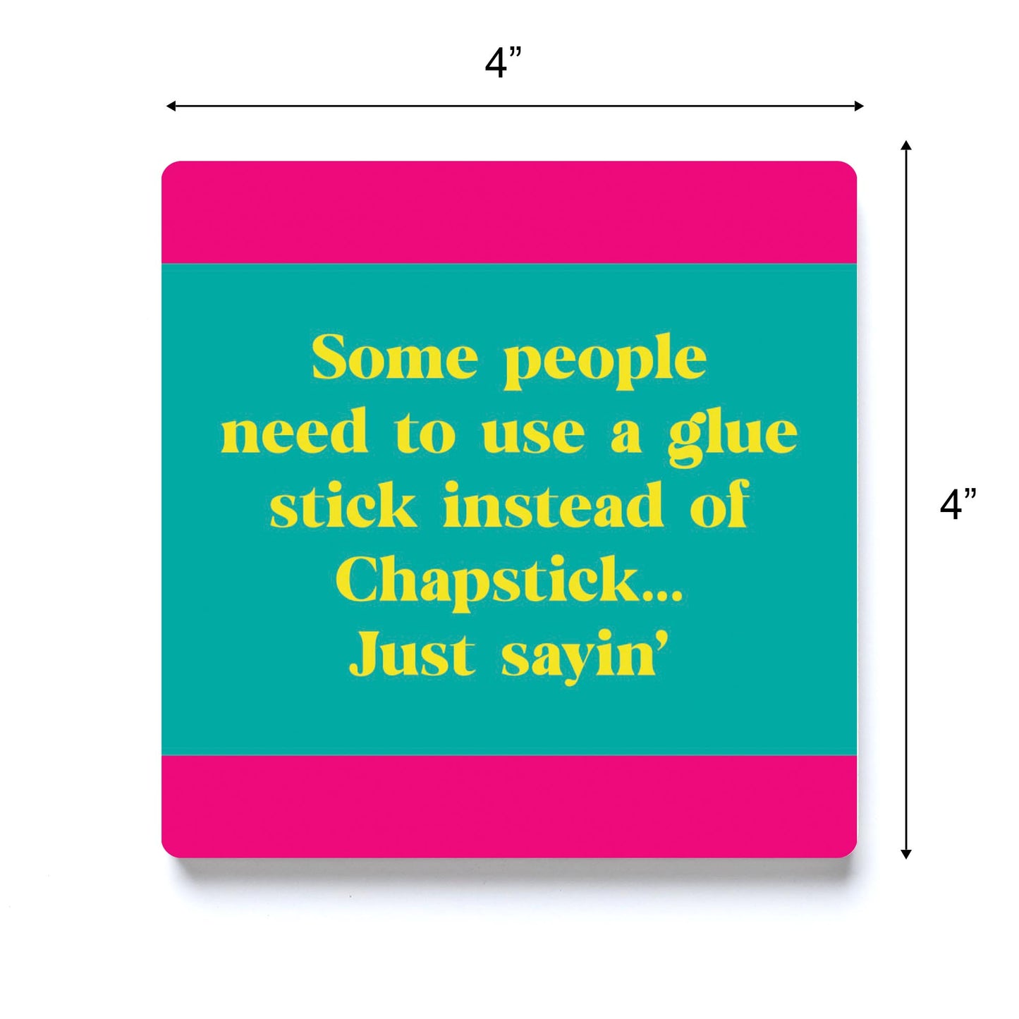 Ceramic Square Coaster-Bright Humor Glue Stick Chapstick -3