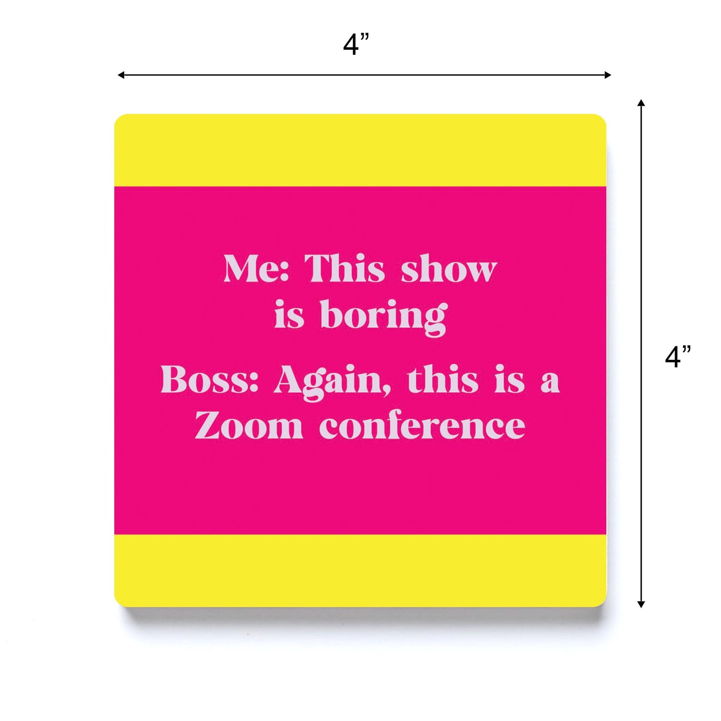 Ceramic Square Coaster-Bright Humor Zoom Conference -3