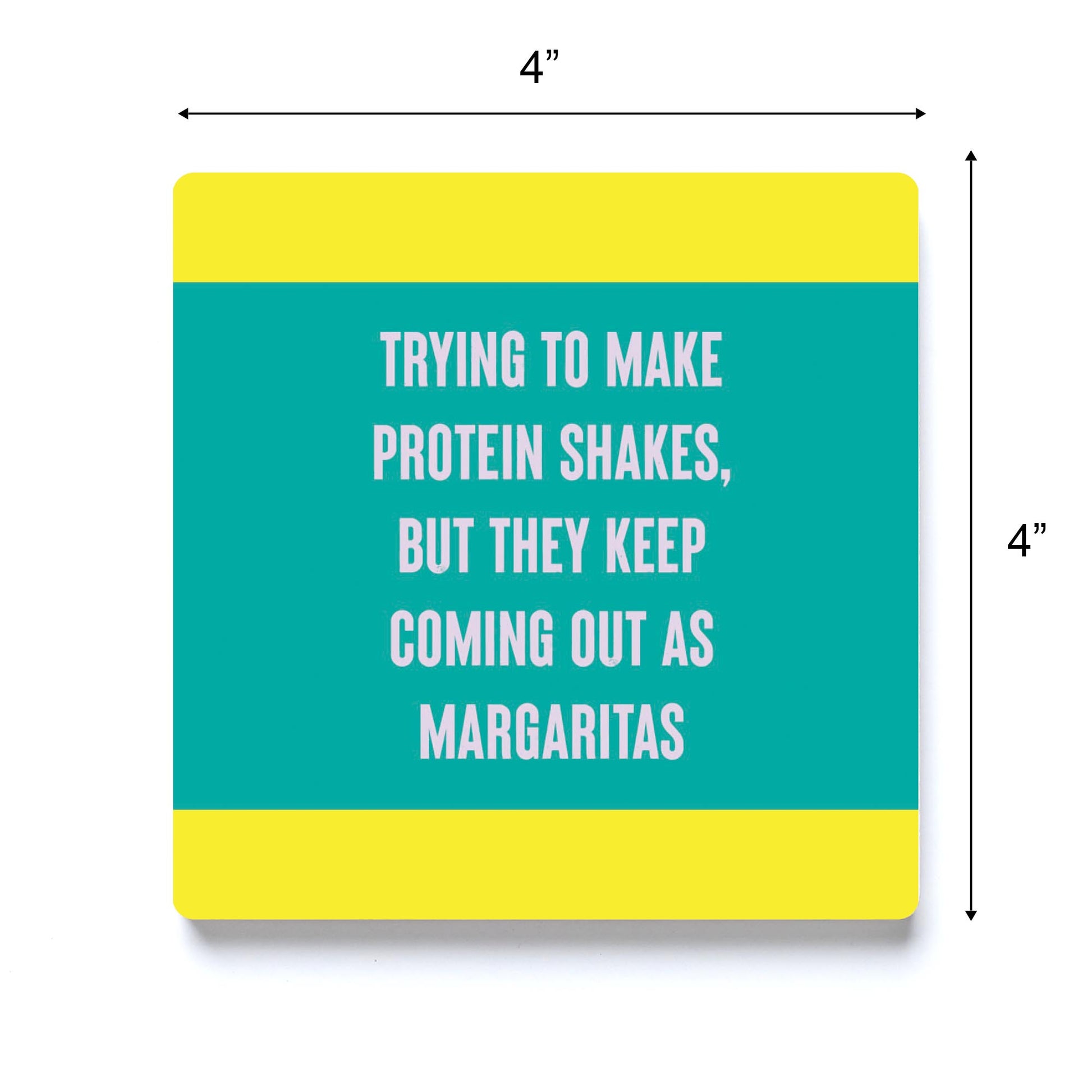 Ceramic Square Coaster-Bright Humor Protein Shake Margaritas -3