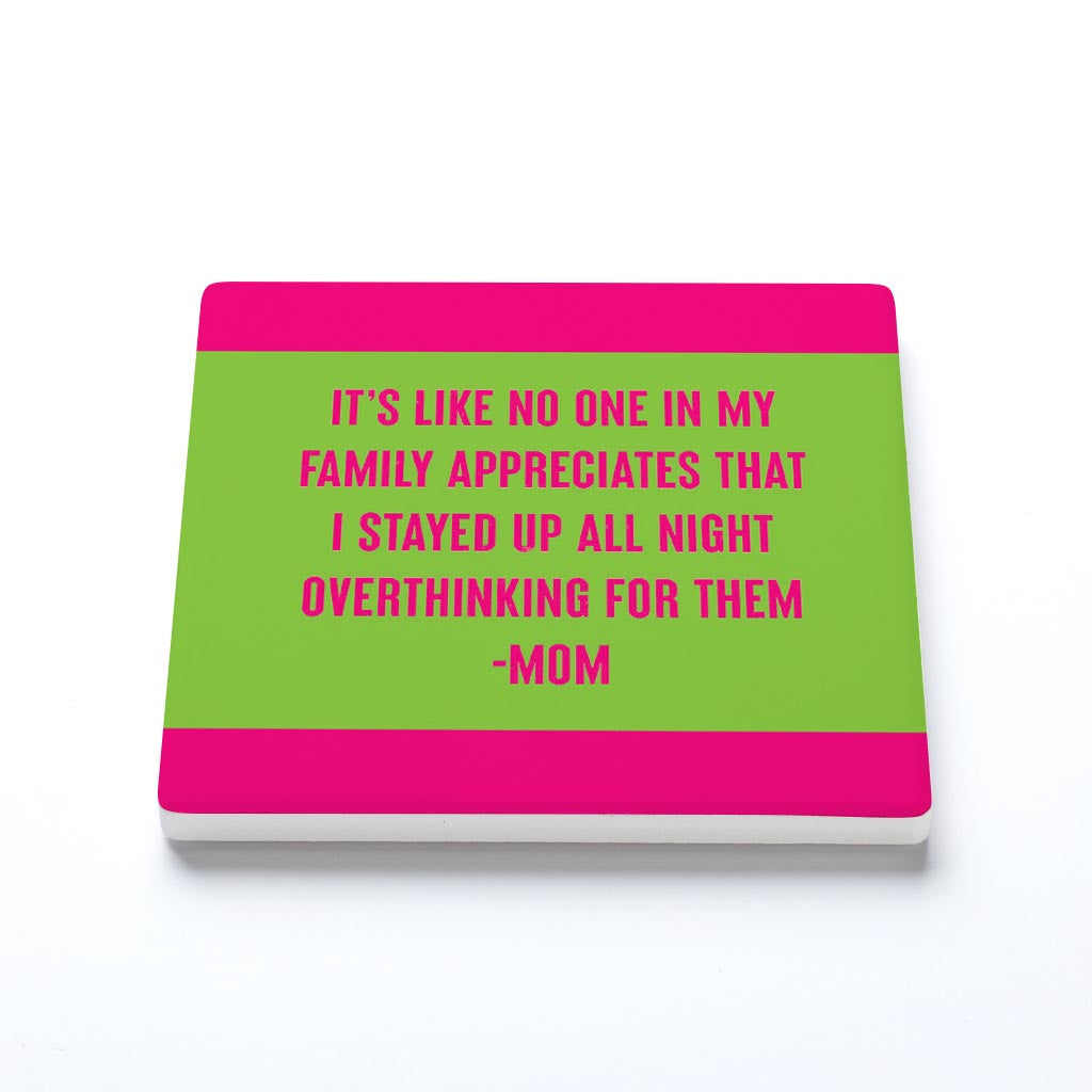 Ceramic Square Coaster-Bright Humor Overthinking Mom -1