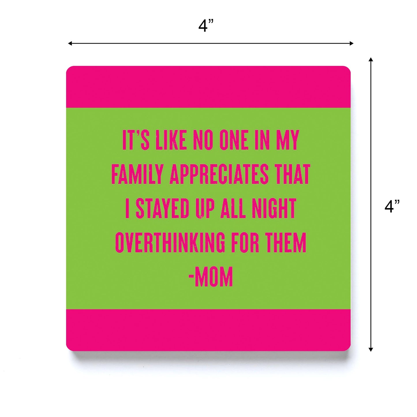 Ceramic Square Coaster-Bright Humor Overthinking Mom -3