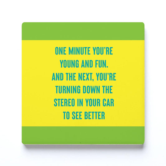 Ceramic Square Coaster-Bright Humor Young And Fun -0