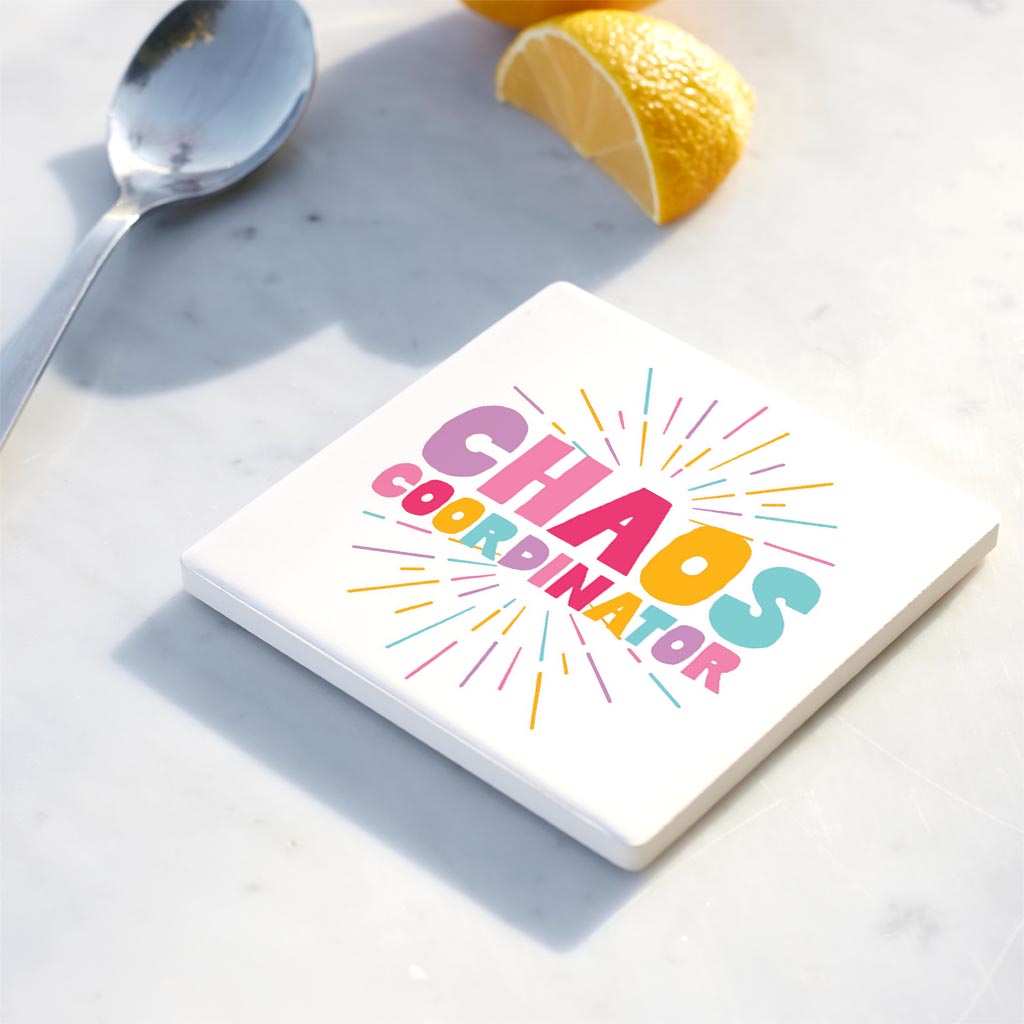 Ceramic Square Coaster-Chaos Coordinator -4