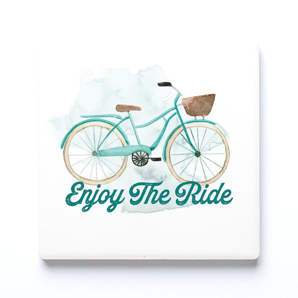 Ceramic Square Coaster-Enjoy The Ride Bike -0