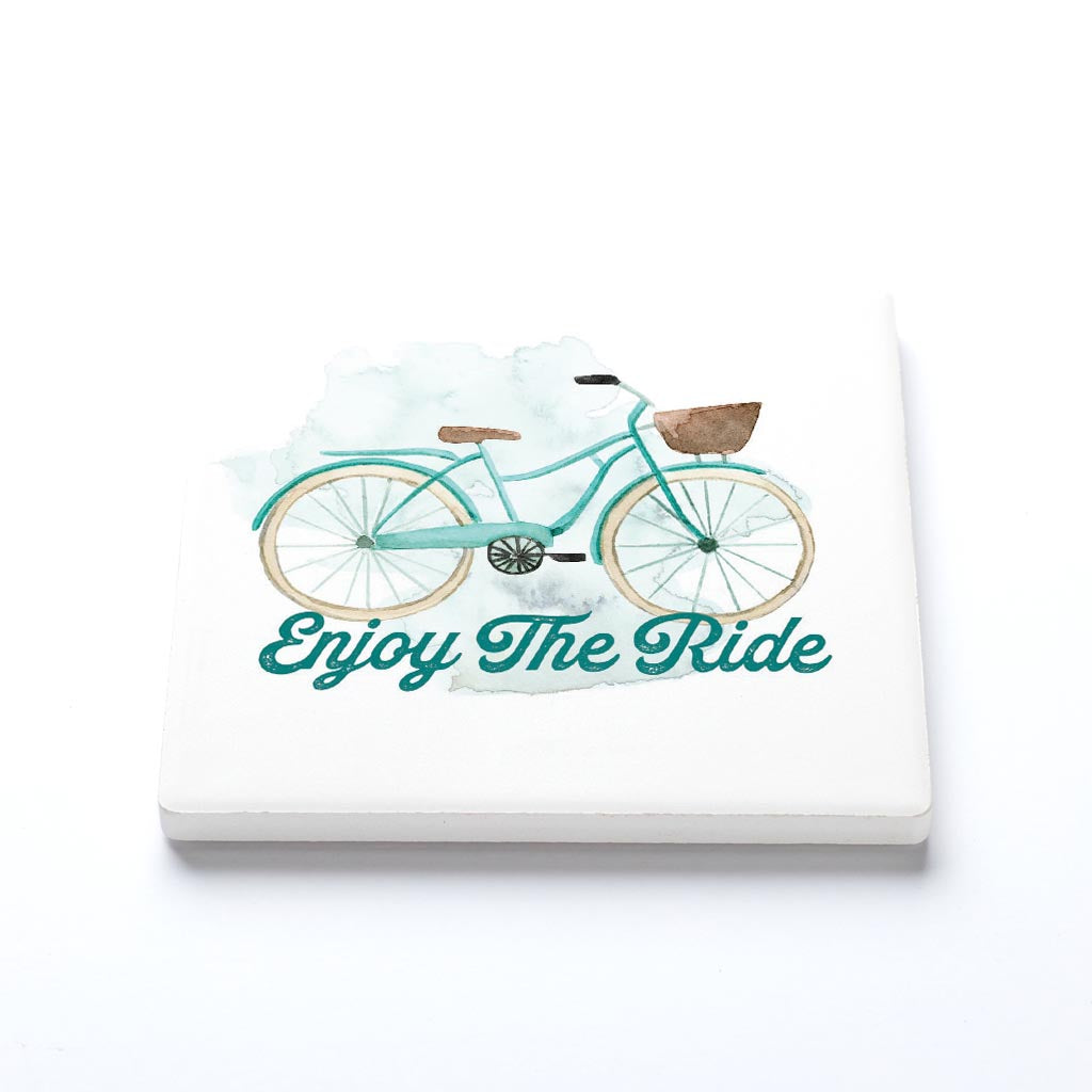 Ceramic Square Coaster-Enjoy The Ride Bike -1