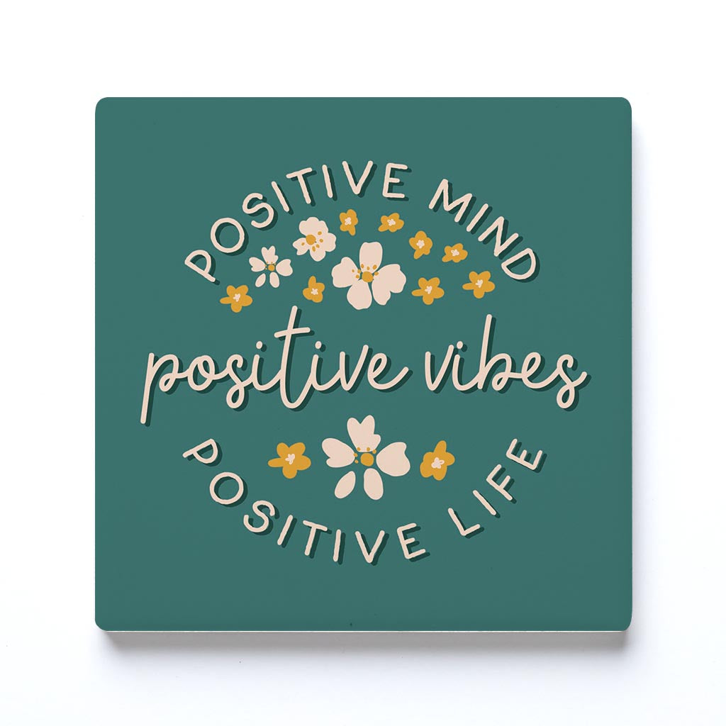 Ceramic Square Coaster-Positive Mind Positive Vibes -0